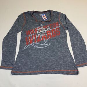 Washington Wizards NBA‎ Womens Gray Striped Long Sleeve T Shirt Top Size Medium